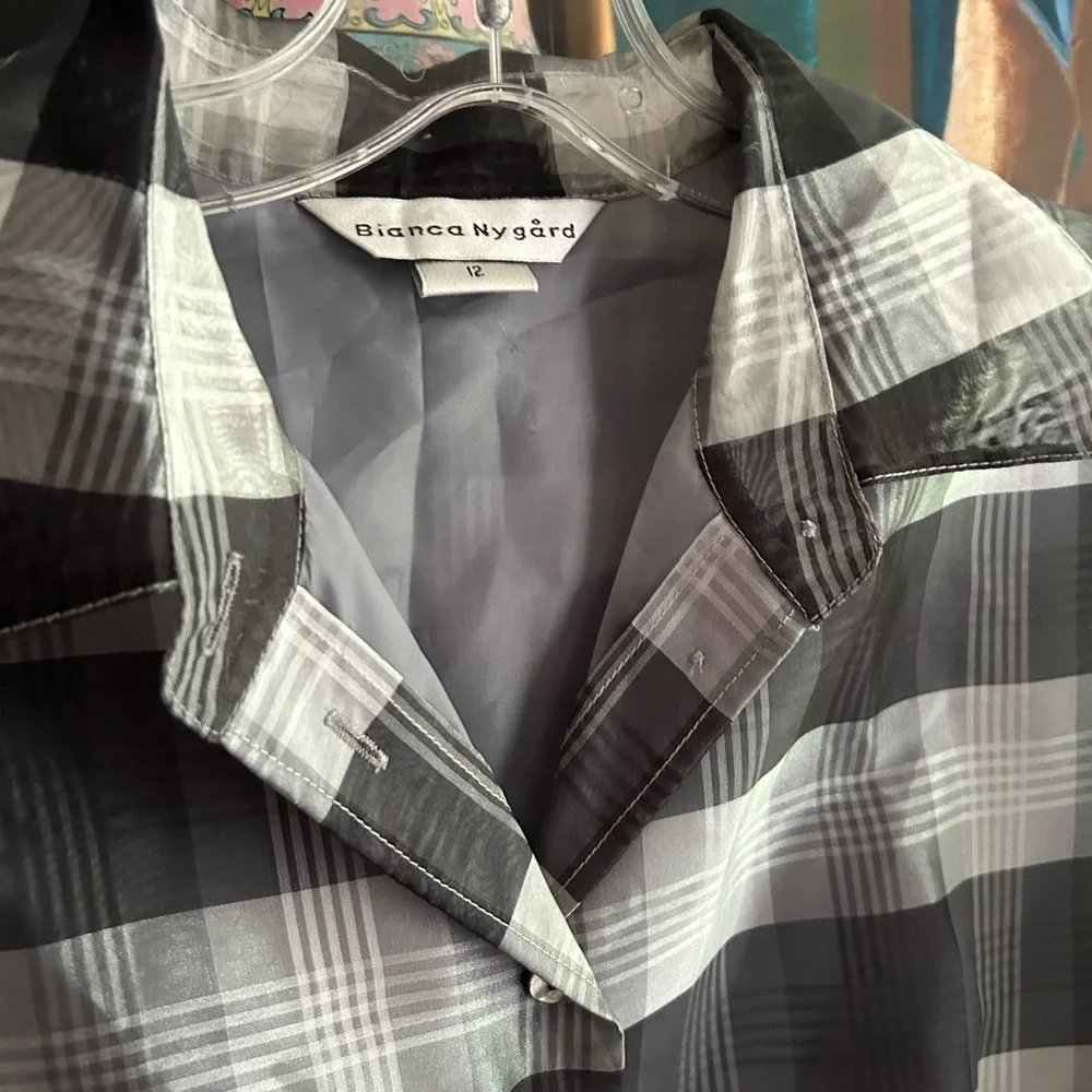 Bianca Nygard Chic Black and White Plaid Women's Blouse 12 - Picture 16 of 16